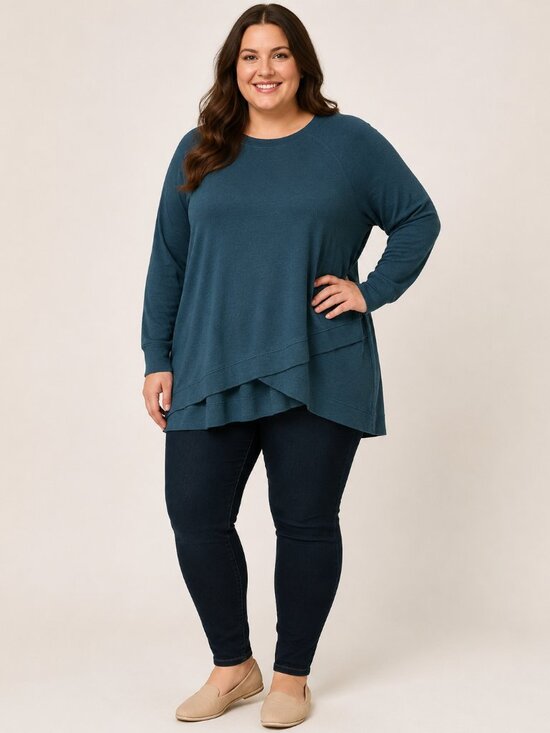 Workshop Republic Clothing Tops - Workshop Republic Clothing Teal Modal High Low Tunic Top 0X Plus Size Long Sleev
